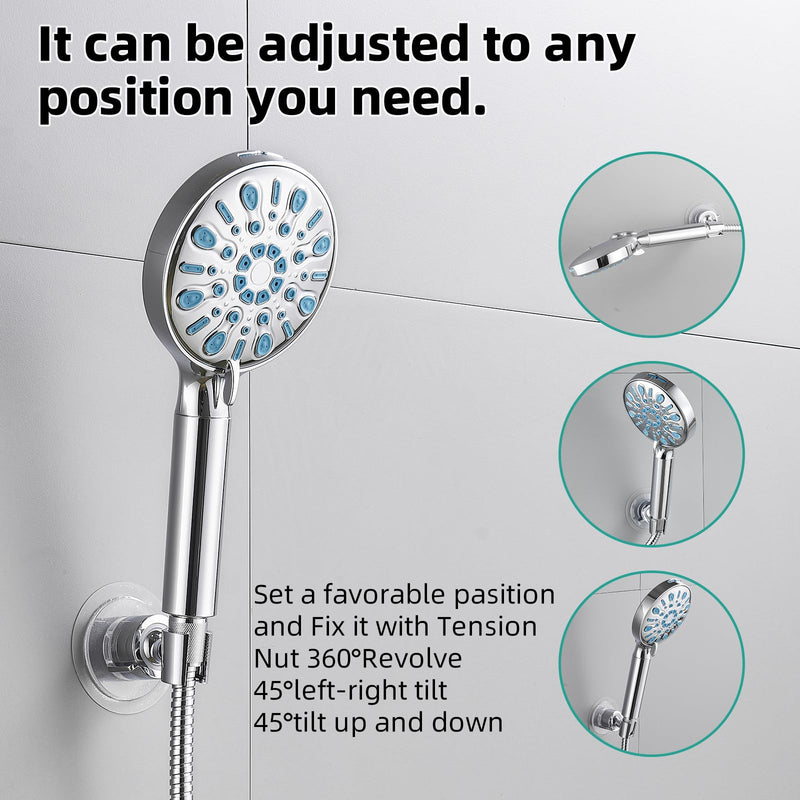 [Australia - AusPower] - Cobbe Wall Mount Hand held Shower Head Holder - 360 Adjustable with Tension Nut - Universal Shower Hose Fits showerhead Holder (Chrome) Chrome 