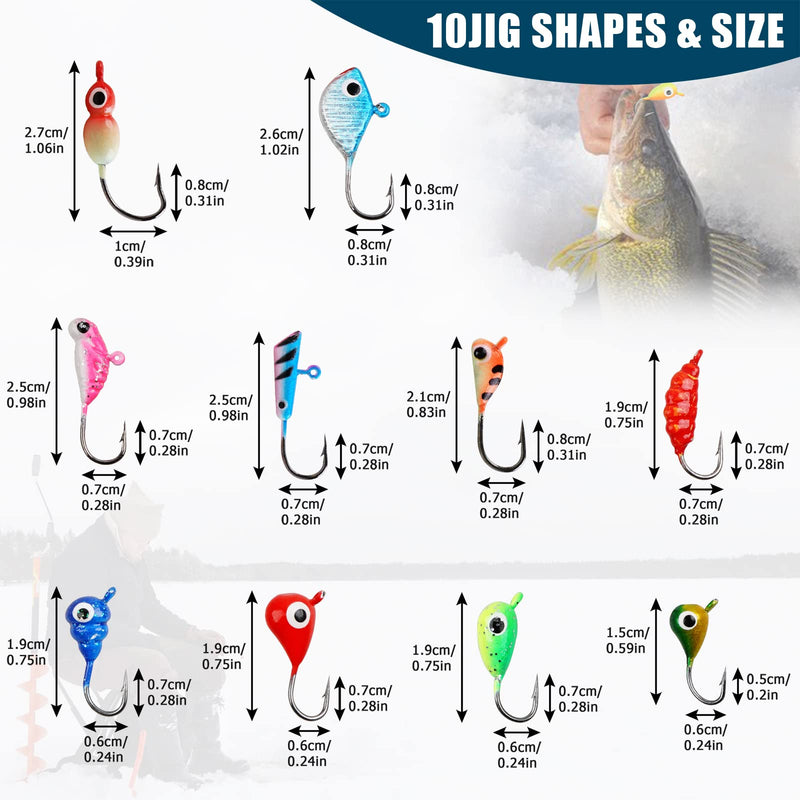 [Australia - AusPower] - Fishing Lures Ice Fishing Jigs 48pcs Ice Fishing Gear Small Jig Head Panfish Crappie Jigs Ice Fishing Jigging Lures Kit 