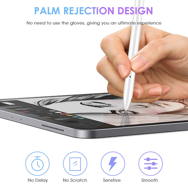 [Australia - AusPower] - Stylus Pen for iPad, Palm Rejection iPad Pencil for iPad Pro 2021 11/12.9 Inch(2018-2021), iPad 8th Generation, iPad 7/6th, iPad Air 4th/3rd, Upgraded Tilt Sensitivity Magnetic Stylus Pen,White 006 