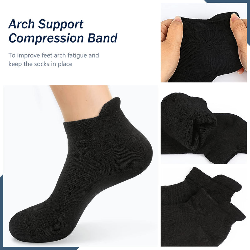[Australia - AusPower] - unitop Mens Ankle Socks Womens Athletic Low Cut Socks with Cushion Breathable Sports 6 Pairs A6-black-men Medium 