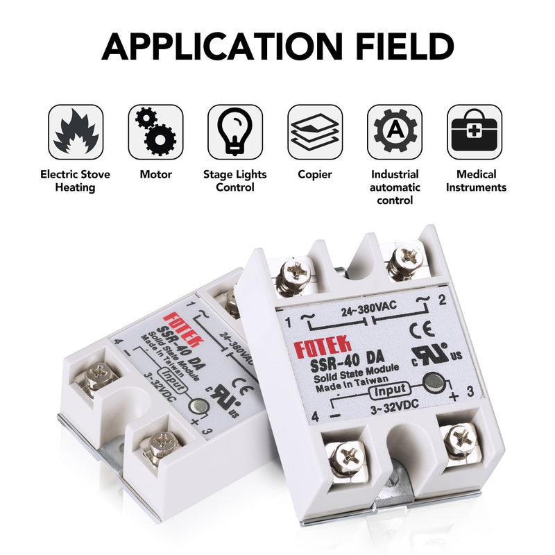 [Australia - AusPower] - MYSWEETY 3PCS SSR-40DA Solid State Relay Single Phase Semi-Conductor Relay Input 3-32V DC Output 24-380V AC 