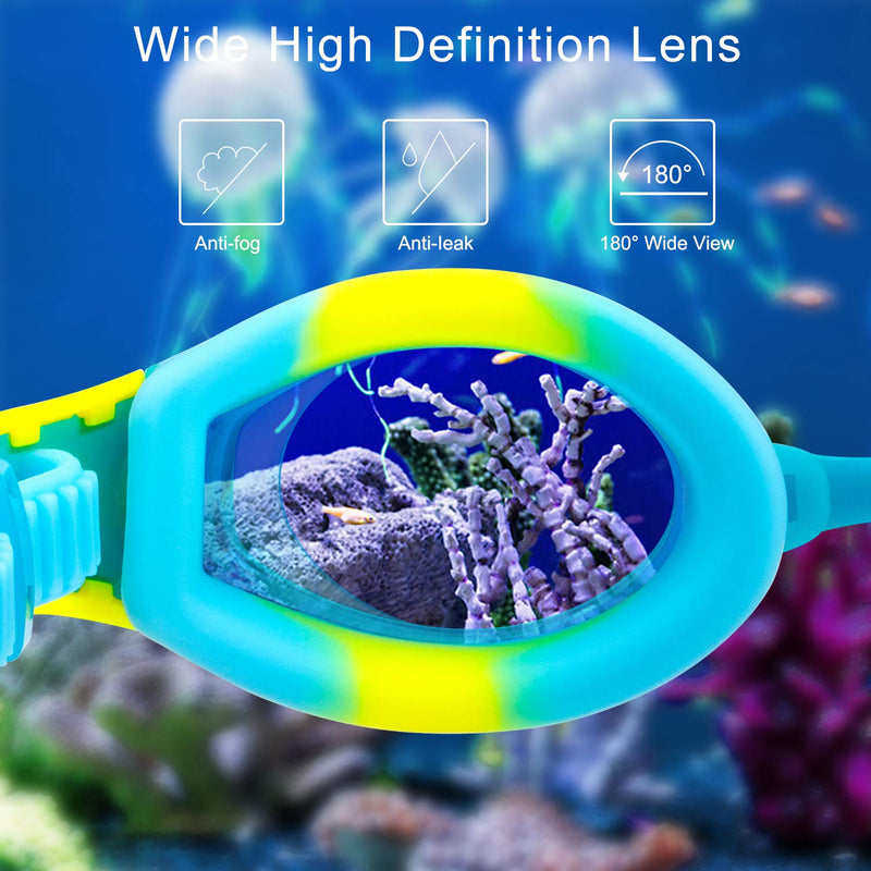 [Australia - AusPower] - VETOKY Kids Swim Goggles, Pack of 2 Anti Fog Swimming Goggles UV Protection Clear No Leaking for Child and Youth Ages 3-12 Blue+black 