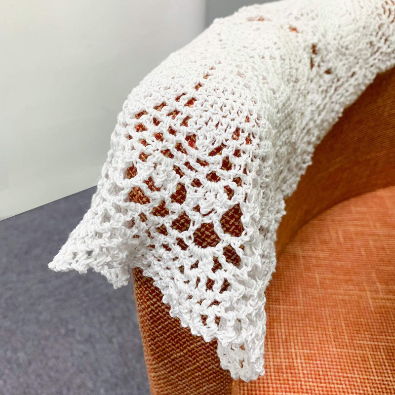 [Australia - AusPower] - Eiyye 2-Pieces Handmade Cotton Crochet Doilies Lace Table Placemats 10.6x16.9 Inch Rectangle (White) White 