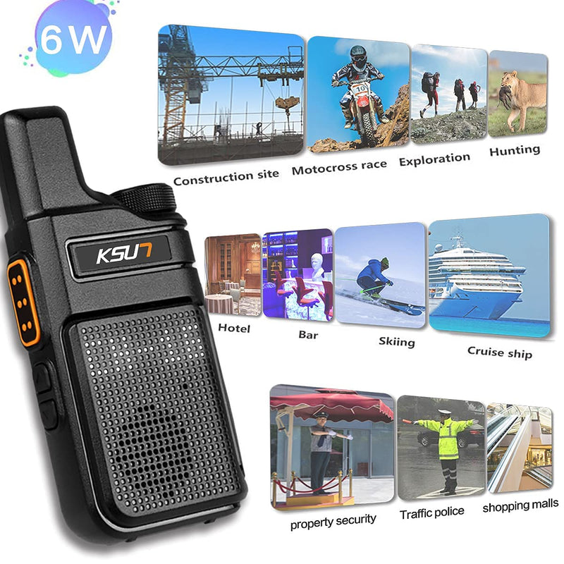 [Australia - AusPower] - Walkie Talkies with Earpiece and Mic Set, 2 Pack FRS Security LED for Adults No 50 Miles Radio Long Range with Mic Waterproof VOX 4000mAh Rechargeable Lithium Ion Battery for Hiking Camping KSUN M6 