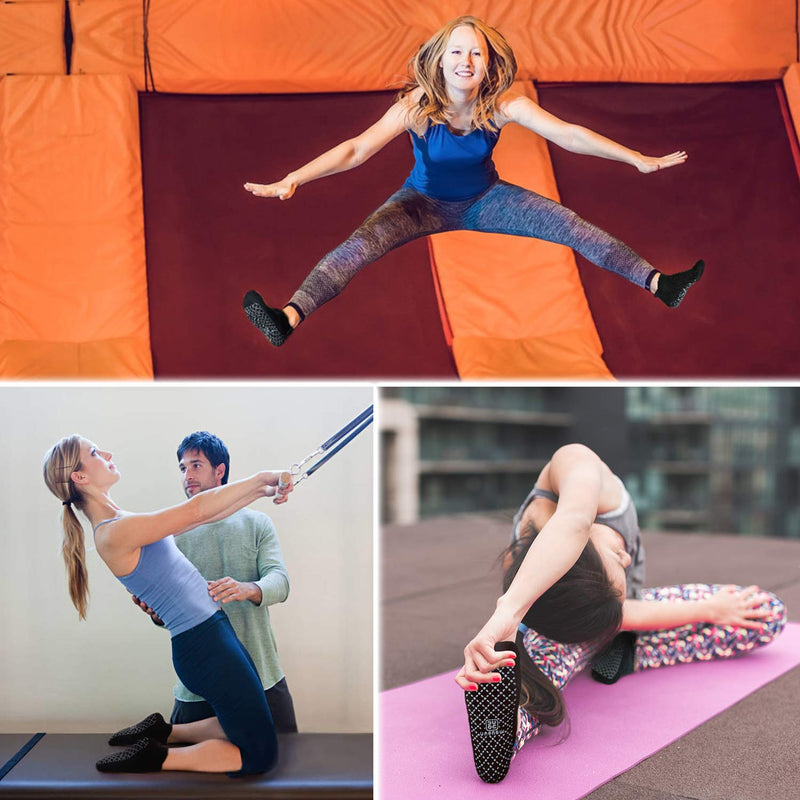 [Australia - AusPower] - unenow Unisex Non Slip Grip Socks with Cushion for Yoga, Pilates, Barre, Home & Hospital 4 Pairs-4 Pairs of Black Small 