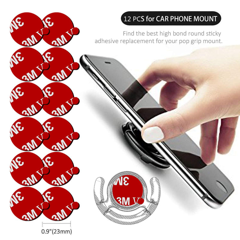 [Australia - AusPower] - Very High Bond Sticky Adhesive, AZXYI 12 PCS Double Side Stickers Adhesive Replacement Compatible with Socket Mount Base, Round Adhesive Tape for Car Magnetic Phone Holder Base & Phone Ring Holer Base 
