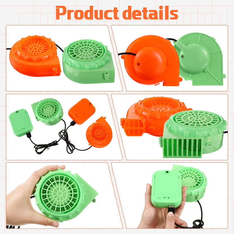 [Australia - AusPower] - Mini Fan Blower 2 Pieces Small Portable USB Inflatable Fan Replacement Orange Green Mini Blower for Halloween Dinosaur Costume Doll Alien Inflatable Game Clothing Suits 