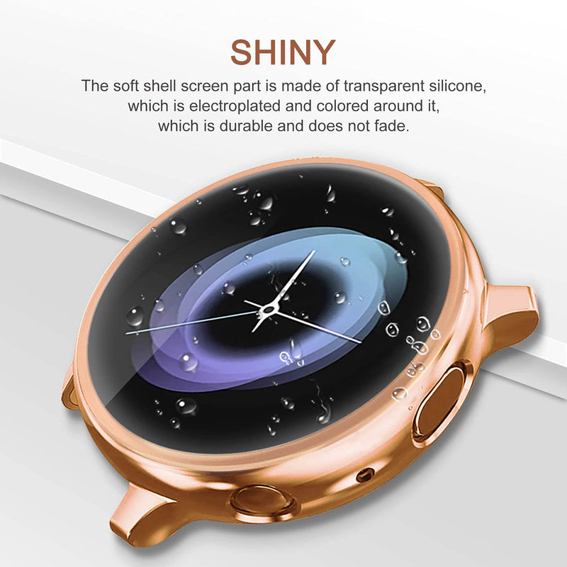 [Australia - AusPower] - 3 Packs Case Compatible with Galaxy Watch Active 2 40mmScreen Protector, Soft TPU Bumper Full Around Screen Protector Cover for Samsung Galaxy Watch Active 40mm 44mm #04 (Black/Rose Gold/Clear) 