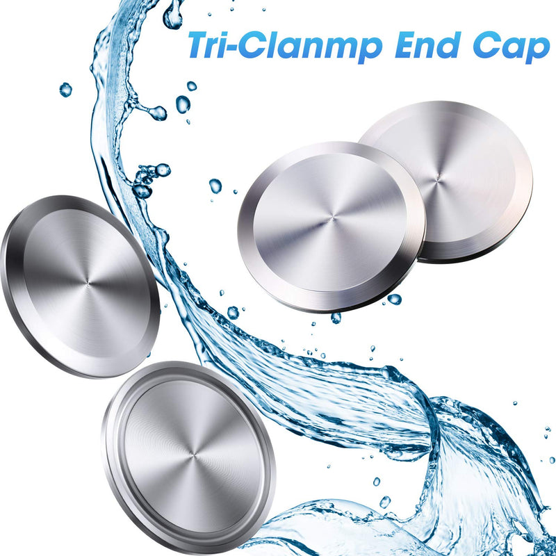 [Australia - AusPower] - 6 Pieces 1.5 Inch Sanitary Fitting Cap Stainless Steel 304 Sanitary End Cap Pipe Fitting Clamp Solid End Caps Blind Tri Caps Clamp for Dairy Products Food Wine Beverage Cosmetics Engineering 