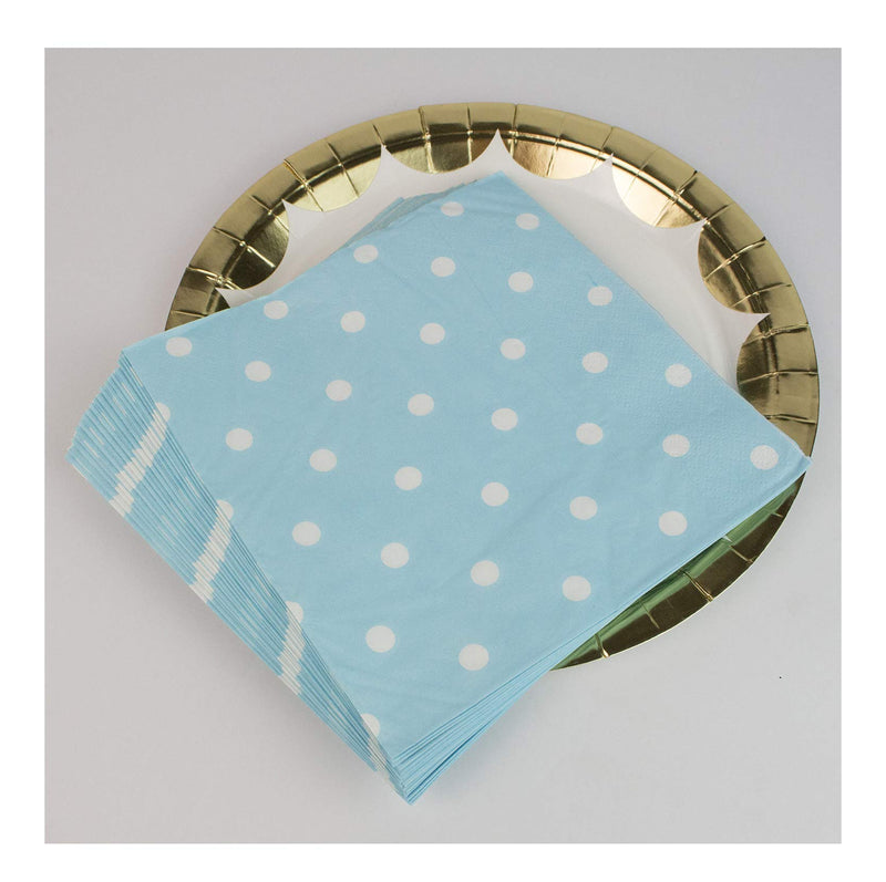 [Australia - AusPower] - Disposable Blue Polka Dot Napkins - 100 Count Birthday Party Paper Napkins 13x13inch 