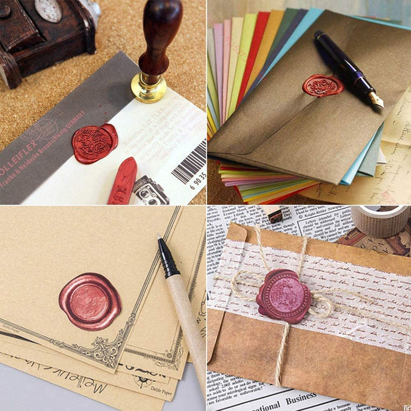 [Australia - AusPower] - PH PandaHall Wax Seal Stamp Set with 7 Piece Sealing Wax Stamp Brass Heads and 1 Pieces Wooden Hilt Handle for Christmas Valentine's Day, Mother's Day, Thanksgiving Envelopes, Invitations, Packages 7PCS Wax Seal Stamp 