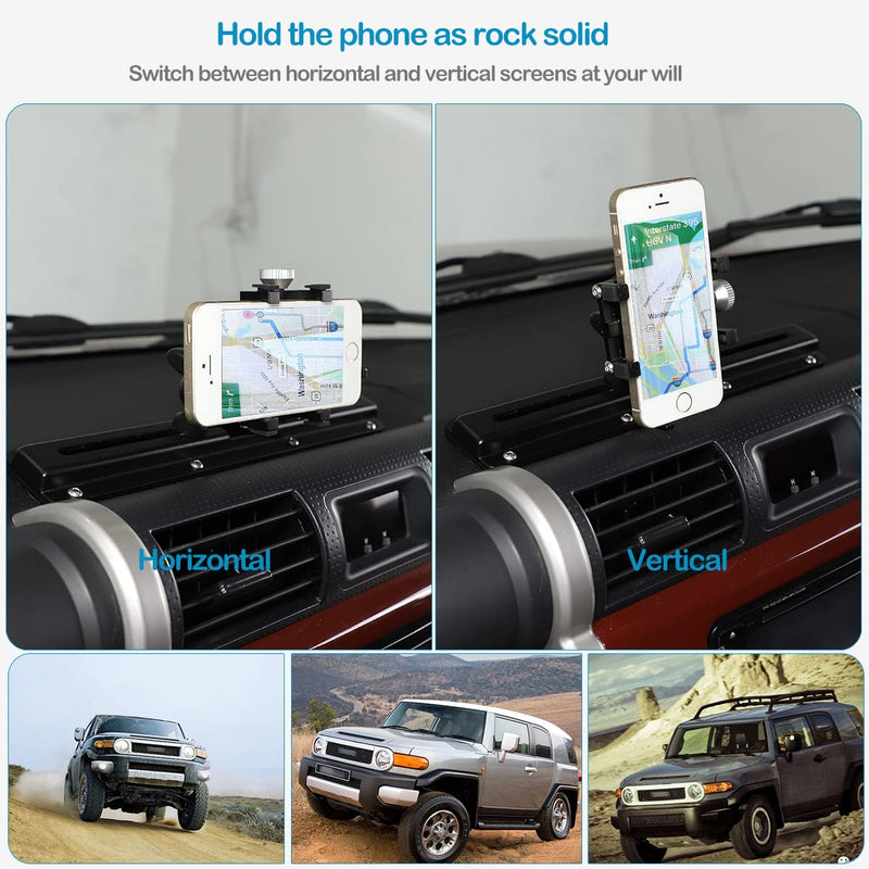 [Australia - AusPower] - Car Phone Mount Fit for Toyota FJ Cruiser 2007-2021, Phone Holder for Dashboard Hands Free Track Cradle, Car Dash Mount Cell Phone Stand, Black 