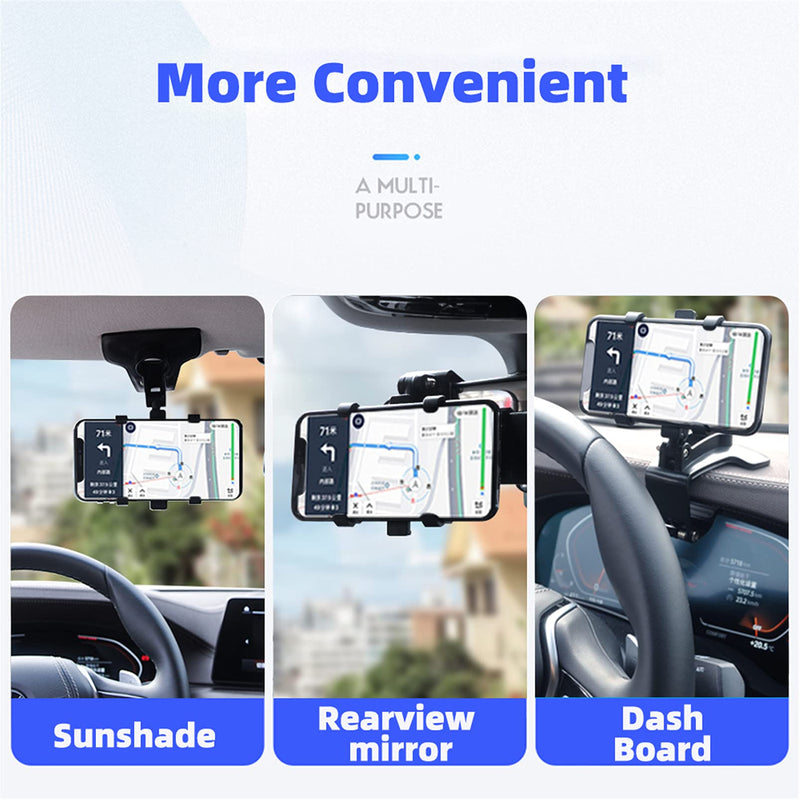 [Australia - AusPower] - Phone Holder for Car Dashboard Mount 1200°Rotation Universal Car Cell Mobile Stands Rearview Mirror Sun Visor Car Automobile Cradles GPS Navigation Bracket for 3 to 7 Inch Smartphones Iphone12 Pro/11 Black1 