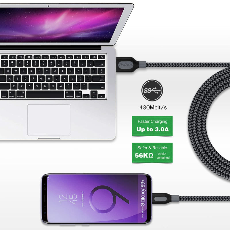 [Australia - AusPower] - USB Type C Cable, Canjoy 3 Pack 10ft Braided Type C Charger Fast Charging Cord Compatible Samsung Galaxy S10 S10+ S10e S8 S9 Plus Note 8 9, LG V20 G5 G6 V30, HTC, Google Pixel, Nexus 6P 5X, Moto X4 G6 Red Blue Grey 