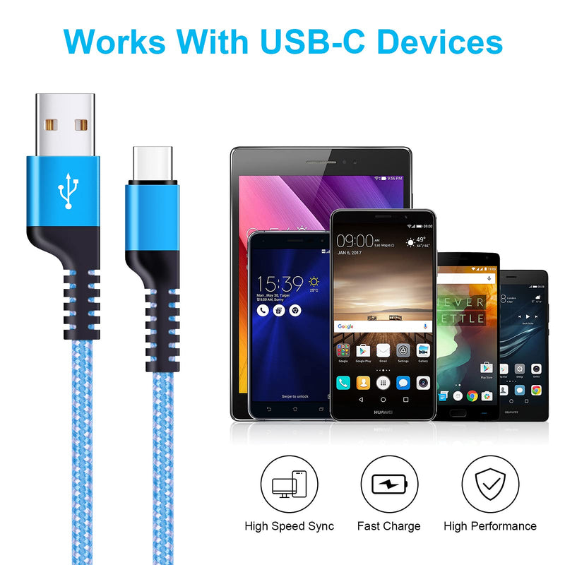 [Australia - AusPower] - Type C Cable Fast Phone Charging Cables 2 Pack 3.3Ft USB C Android Braided Power Cord for Samsung Galaxy A72 A52 A32 A12 A02s M42 F41 S11 S21 Ultra 5G S20 FE S10e S9 S8 Plus Note 20 10 8+ LG Wing 