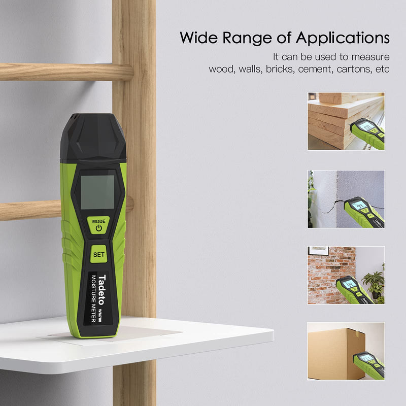 [Australia - AusPower] - Wood Moisture Meter, Tadeto Pin Type Digital Humidity Tester, Moisture Detector for Wood Building Material Firewood Walls Paper Floor with 2 Mode and Backlit 