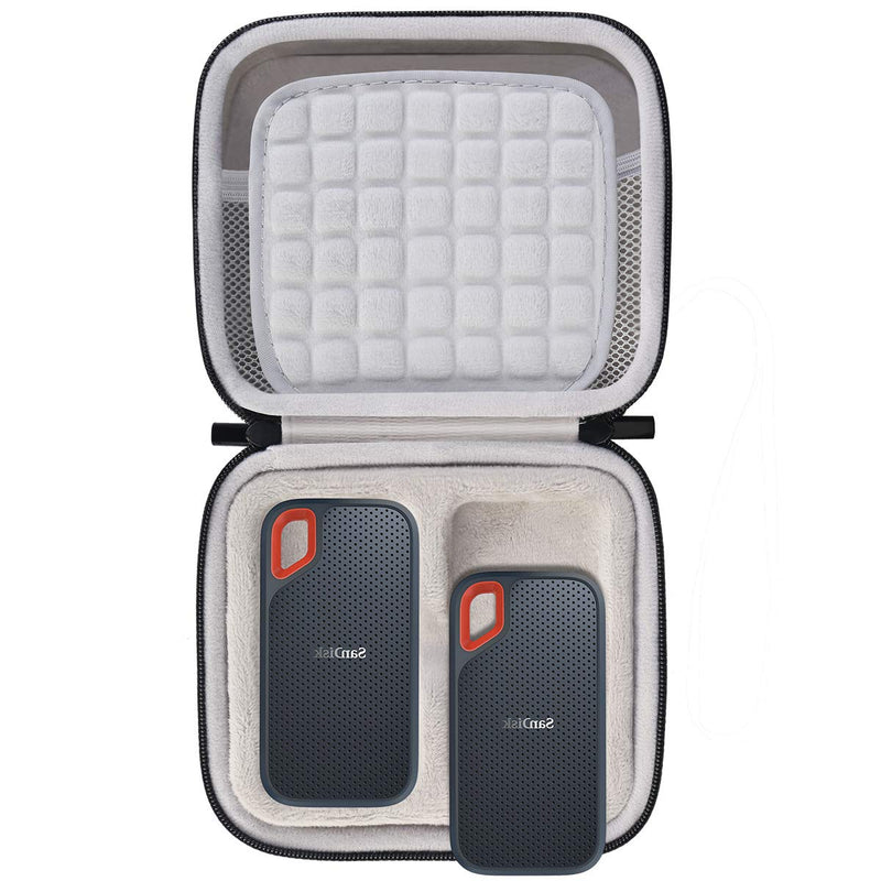 [Australia - AusPower] - Lacdo 2-in-1 Hard Drive Carrying Case for SanDisk Extreme Portable External SSD SDSSDE60-G25 / G-Drive Mobile SSD 250G 500G 1TB 2TB USB 3.1 USB-C Shockproof Protective Travel Bag, Black 