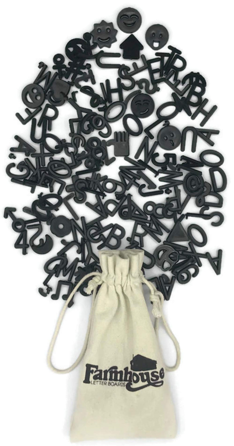[Australia - AusPower] - Black Letter Set for Changeable Felt Letter Boards, 340 1 Inch Characters (Includes Letters, Symbols/Emojis, Numbers, Punctuation) & Burlap Storage Bag (Black) Black 