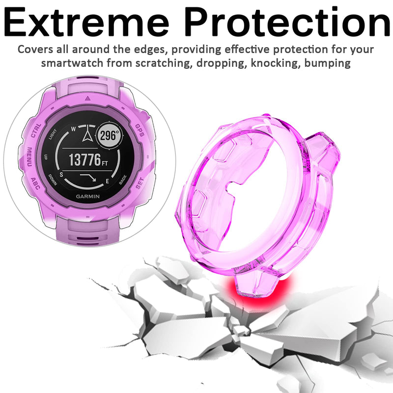 [Australia - AusPower] - Miimall Compatible with Garmin Instinct Protective Soft TPU Bumper Case Replacement Anti-Scratch Slim Light and All-Around Case Cover for Garmin Instinct(Purple) Purple 