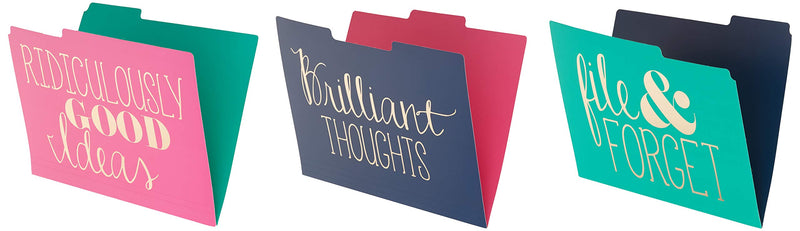 [Australia - AusPower] - Roobee Gold Brilliant Thoughts, Ridiculously Good Ideas, File & Forget Decorative File Folders (Set of 9) 