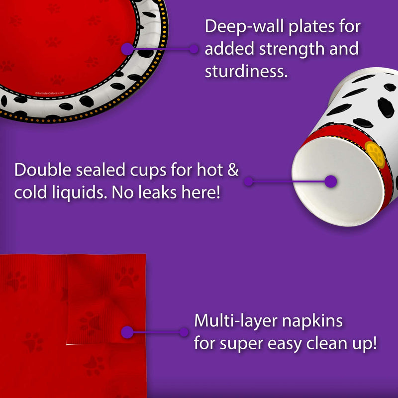 [Australia - AusPower] - Dalmatians Birthday Party Supplies Set Plates Napkins Cups Tableware Kit for 16 