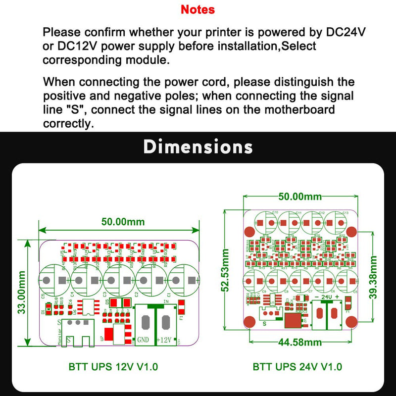 [Australia - AusPower] - BIGTREETECH DIRECT BTT UPS 24V V1.0 Resume Printing While Power Off Module Sensor 3D Printer Parts for SKR V1.3 Mini E3 SKR Pro Ender-3 CR-10 