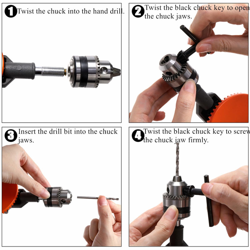 [Australia - AusPower] - Cididu Manual Hand Drill 1/4-Inch Capacity, Speedy Hand Drill Set with 10 Pcs Drill Bits, Small Handheld Drill with Precision Drill Chucks for Wood, Plastic, Model Making and DIY Drilling 