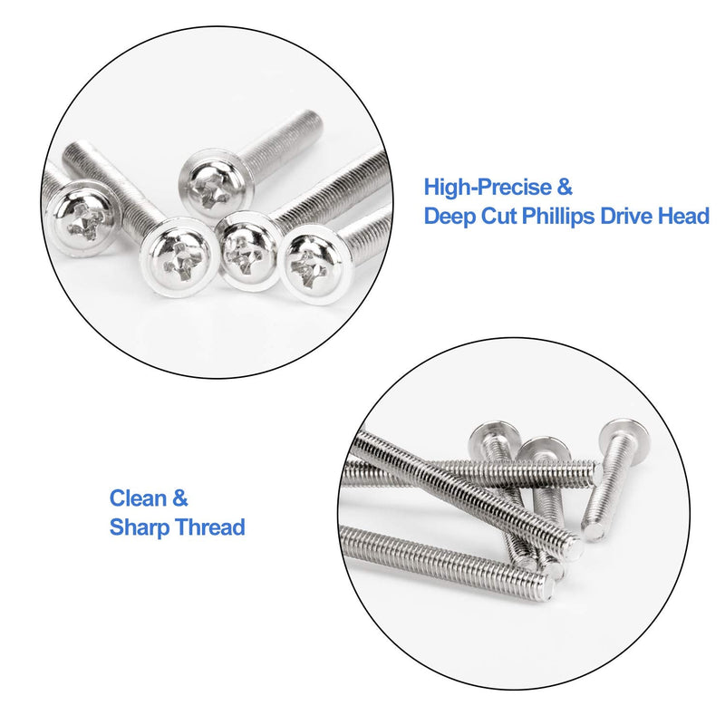 [Australia - AusPower] - WELLOCKS Cabinet Pulls Knobs Screws M4 25-50mm 96 PCS Assortment Machine Screws Pan Washer Head Metal Phillips Screws Kit for Cabinet Drawer Cupboard Closet Handles Install(D150) Assortment Kit 