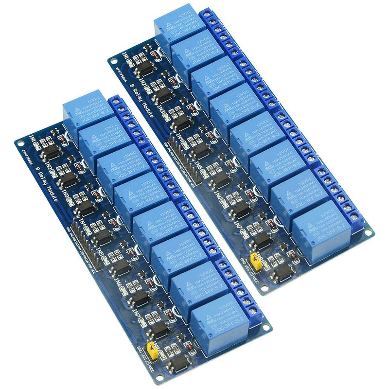 [Australia - AusPower] - XINGYHENG 2Pcs 8 Channel Relay Module With the light coupling 12V Relay Expansion Plate Load Controlled Relay Switch Module Supports AVR/51/PIC Relay Control Module 