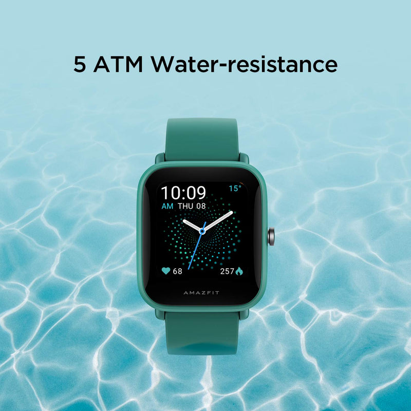 [Australia - AusPower] - Amazfit Bip U Smart Watch Fitness Tracker for Men Women with 60+ Sports Modes, 9-Day Battery Life, Blood Oxygen Breathing Heart Rate Sleep Monitor, 5 ATM Waterproof, for iPhone Android Phone (Green) Green 
