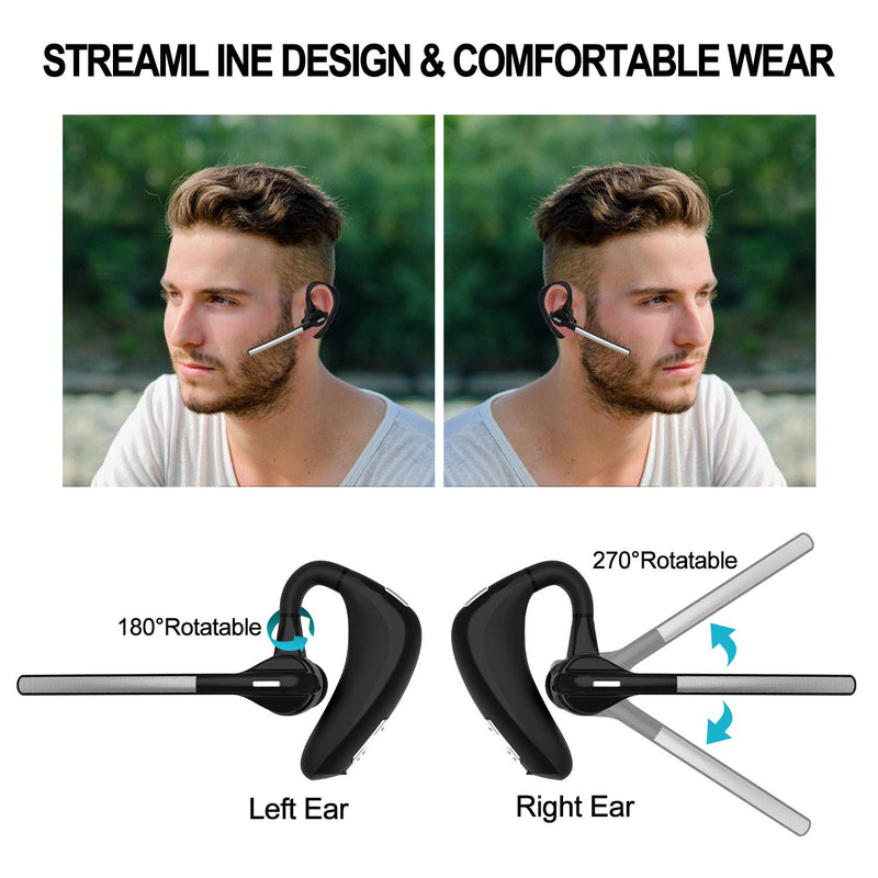 [Australia - AusPower] - Hands-Free Wireless Headset with Mic, XHJBaby Business Bluetooth Earpiece Talking Compatible Cellphones PC Work for Workout/Driving/Office(Sllver) 