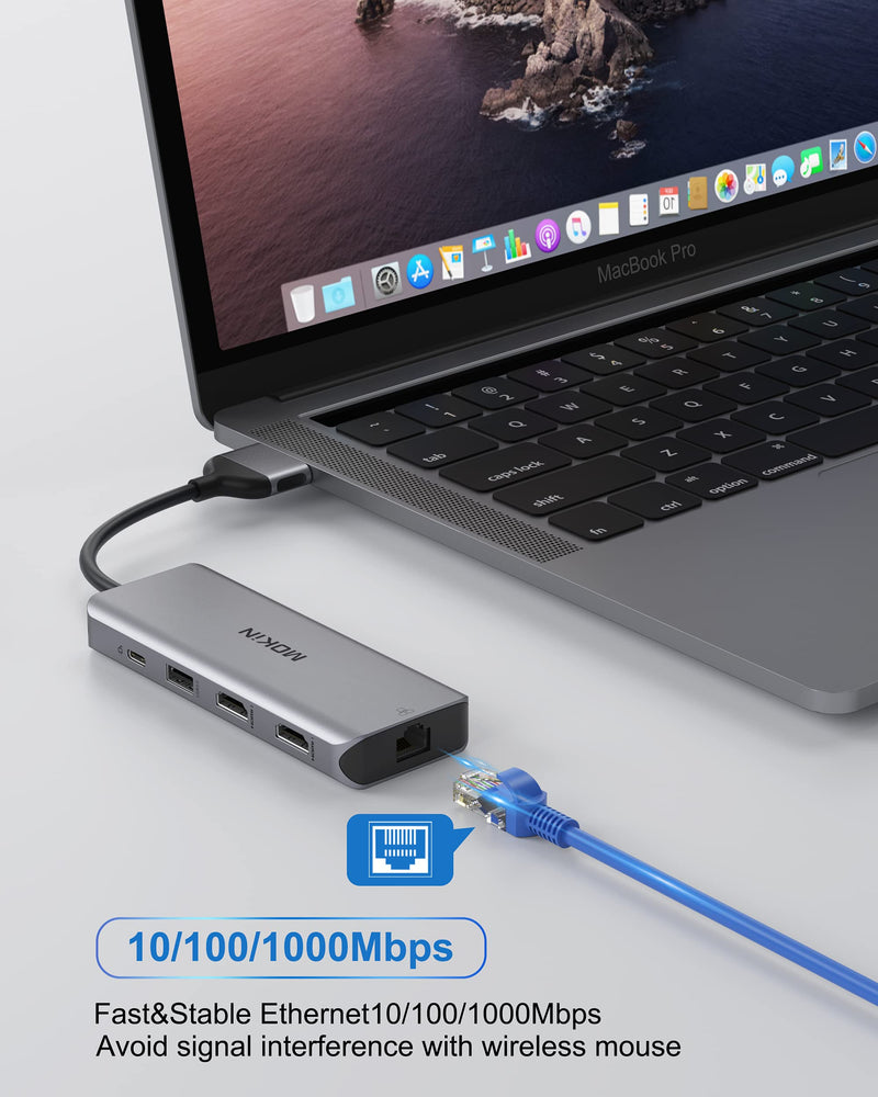 [Australia - AusPower] - MacBook Pro Docking Station Dual Monitor MacBook Pro HDMI Adapter,9 in 1 USB C Adapters for MacBook Pro Air Mac HDMI Dock Dongle Dual USB C to Dual HDMI Ethernet 3USB SD/TF100W PD 