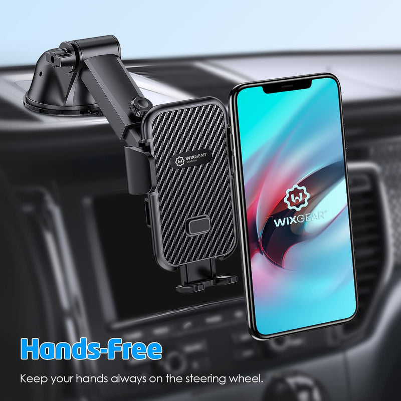 [Australia - AusPower] - WixGear Universal Phone Holder for Car, Windshield Mount and Dashboard Mount Holder for Cell Phones and Tablets with Long Adjustable Arm (New Automatic Closing Arms) 