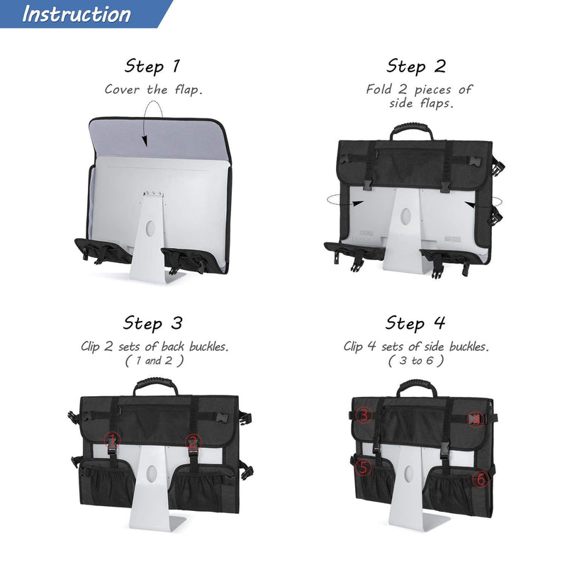 [Australia - AusPower] - CURMIO Travel Carrying Bag Compatible with Apple 21.5" iMac Desktop Computer, Protective Storage Case Monitor Dust Cover Compatible with 21.5" iMac Screen and Accessories, Black, Patent Design 