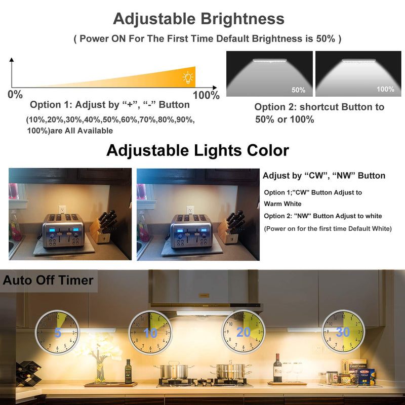 [Australia - AusPower] - Under Cabinet Lights Wireless LDOPTO Battery Operated Lights with Remote Control LED Closet Lights Counter Wall lights without wiring with Remote for Kitchen Shelf Hallway, Multiple Colors 2 Pack 