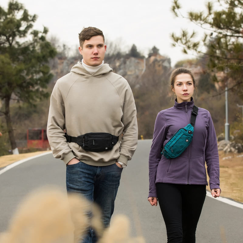 [Australia - AusPower] - WATERFLY Fanny Pack Waist Bag: Runner Small Hip Pouch Bum Bag Running Fannie Pack Phanny Fannypack Waistpack Bumbag Beltbag Sport Slim Fashionable for Jogging Hiking Woman Man Black 