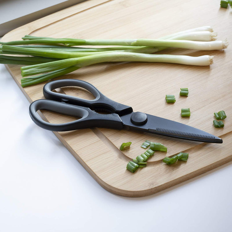 [Australia - AusPower] - Country Kitchen Set of 2 Kitchen Scissor - Stainless Steel Kitchen Shears, Cooking Scissors for Cutting Meat, Chicken, Herbs and Produce with Blade Cover and Soft Grip Handles - Black 