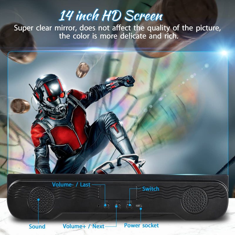 [Australia - AusPower] - 14 inch Phone Screen Magnifier with Bluetooth Speaker,Mobile Phone Screen Amplifier with 2-in-1 Foldable Stretch Stand Holder Portable 3D Screen Magnifying Glass for All Smartphones(Black) 