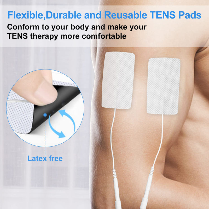 [Australia - AusPower] - TENS Unit Pads 2"X4" 10 Pcs, 4rd Gen Reusable Replacement Electrode Patches for Electrotherapy Latex-Free with Upgraded Self-Stick Performance,TENS/EMS Massage Therapy 