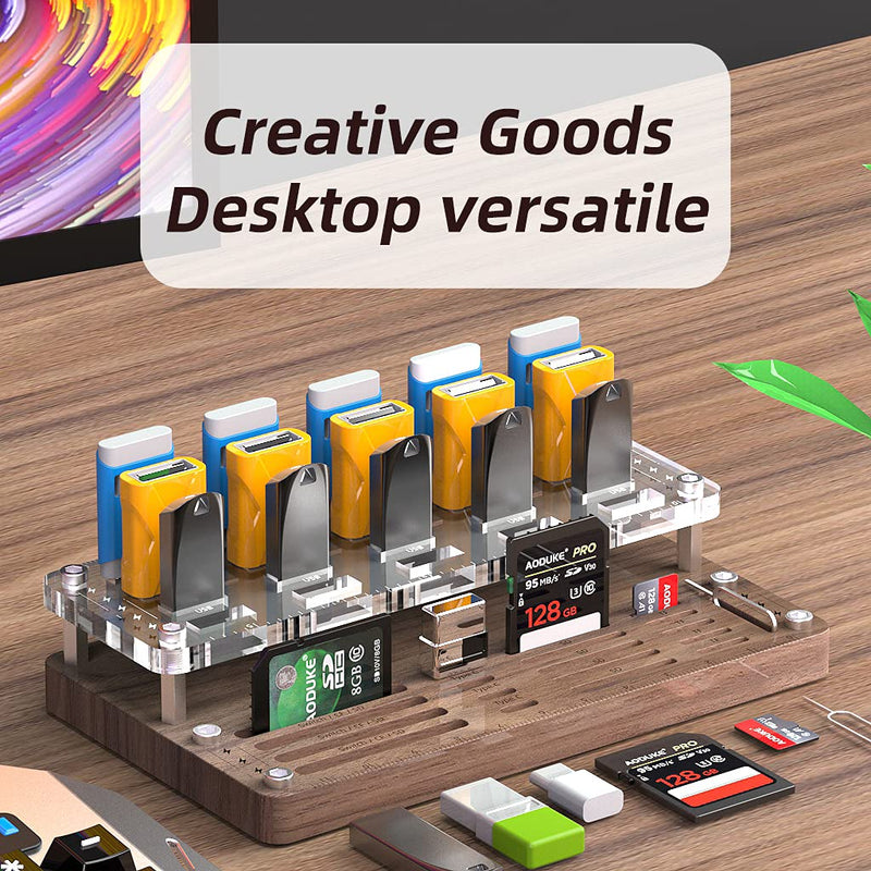 [Australia - AusPower] - AOJUE Wooden Memory Card Case TF/CF/Switch Card Box and USB Drive / SD Card Holder Desk,Micro SD Card Case,Memory Card Case, Memory Card Protection box-03MY Upgrade extended style 