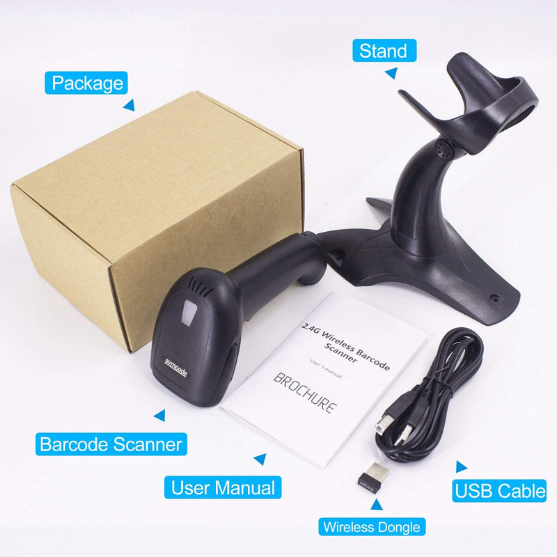 [Australia - AusPower] - Bluetooth Wireless Barcode Scanner Versatile 3-in-1 (2.4Ghz Bluetooth Wireless+USB 2.0 Wired) Rechargeable symcode 1D Laser Barcode Reader USB Handheld Bar Code Scanner Wireless with Stand … 