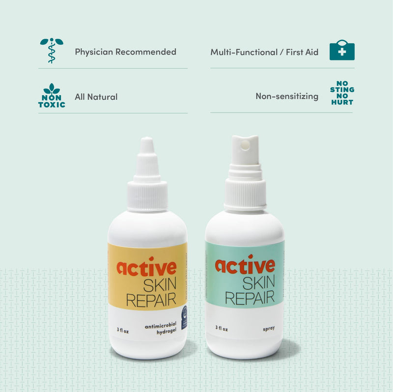 [Australia - AusPower] - Active Skin Repair - First Aid Natural & Non-Toxic Healing Ointment & Antiseptic Spray for Minor Cuts, Wounds, Scrapes, Rashes, Sunburns, and Other Skin Irritations (Bundle, Combo, 3 oz Each) 3 Fl Oz (Pack of 2) 