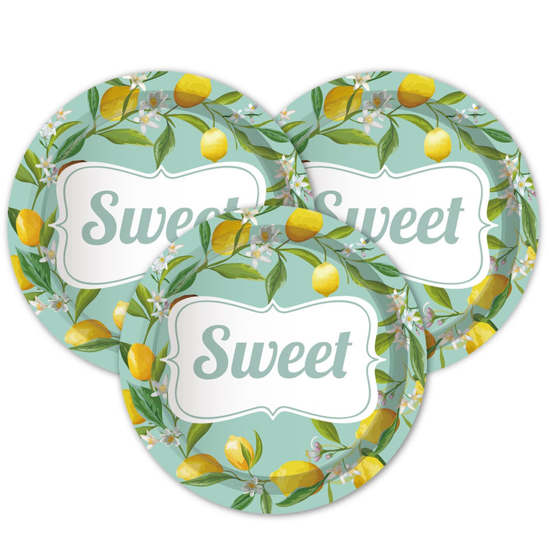 [Australia - AusPower] - Sweet Lemon Paper Plates - 24pcs 9inch Disposable Round Party Plates for Dessert, Snack, Fruits, Spring Summer Lemon Themed Event Decor, Picnic, Birthday, Baby Shower Party Supplies lemon-9in 