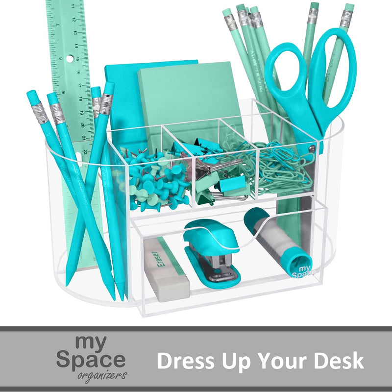 [Australia - AusPower] - Desk Organizer Pen Holder Acrylic for Office Supplies and Desk Accessories Clear Office Organization Desktop Organizer for Room College Dorm Home School (Clear) 