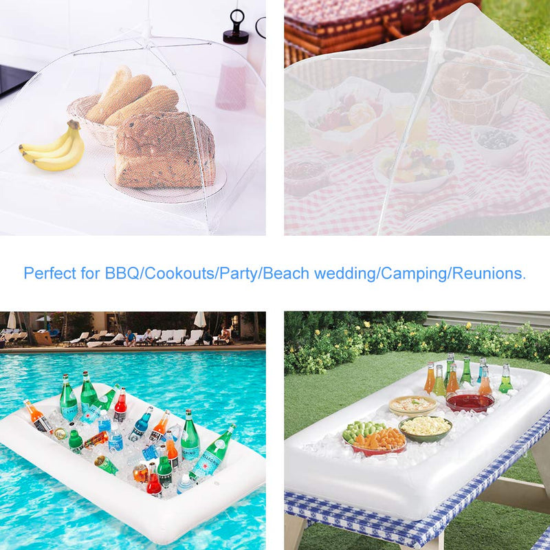 [Australia - AusPower] - 1PCS Inflatable Serving Bars and 3PCS Mesh Food Umbrella Covers Tent for Outdoor,Keep Salads Beverages Ice Cold - For Parties Indoor & Outdoor BBQ, Picnic Pool Party Supplies Luau Cooler 