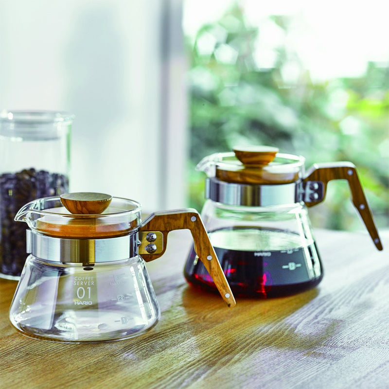 [Australia - AusPower] - Hario Glass Coffee Server, 600ml, Olive Wood 600 ml 
