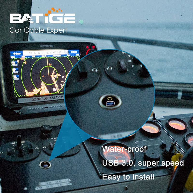 [Australia - AusPower] - BATIGE USB 3.0 & 3.5mm Car Mount Flush Cable 3.5mm + USB3.0 AUX Extension Dash Panel Waterproof Mount Cable for Car Boat and Motorcycle - 3ft 