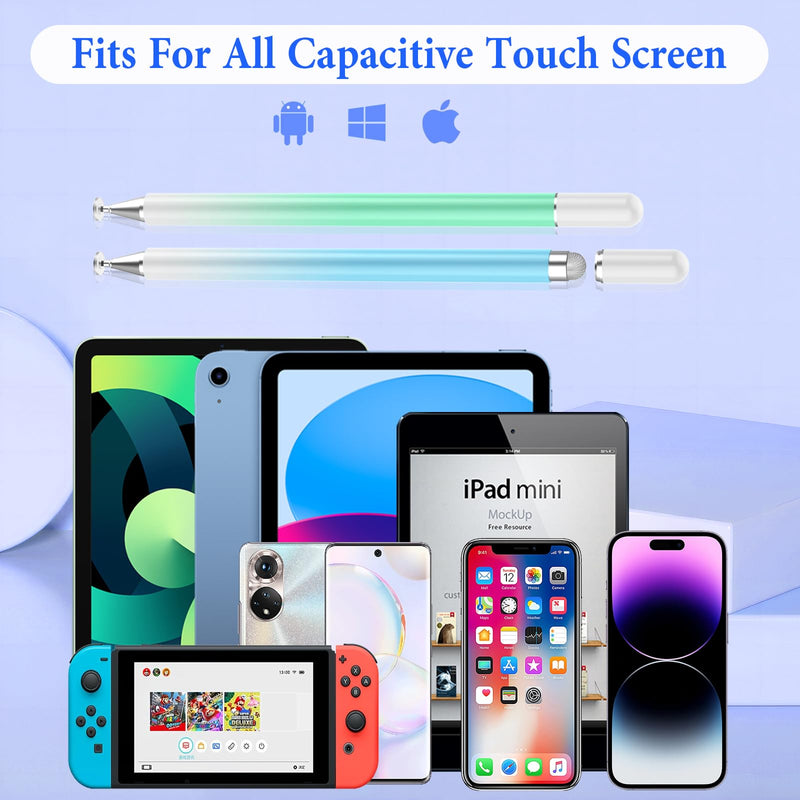 [Australia - AusPower] - Luntak Stylus Pens for Touch Screens, 2 in 1 Magnetic Disc Stylus Pen for iPad with Magnetic Cap, Tablet iPad Pencil Compatible with iPhone/iPad/Android/Microsoft/Surface All Capacitive Touch Screens Green+Blue 
