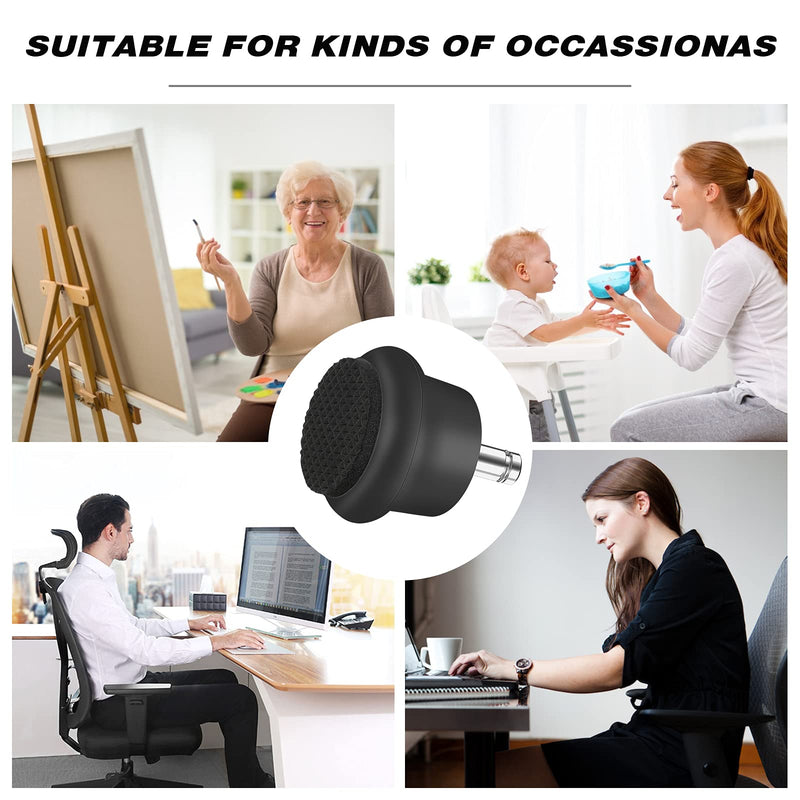 [Australia - AusPower] - Bell Glides Replacement Office Chair or Stool Swivel Caster Wheels to Fixed Stationary Castors, Office Chair Wheels for Carpet - with Separate Self Adhesive Felt Pads/Chair Feet Wheel Stopper 