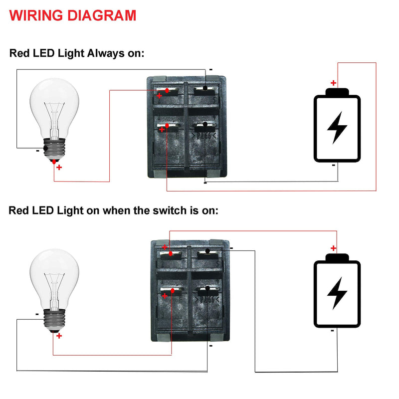 [Australia - AusPower] - FILSHU 3pcs KCD4 16A 250V 20A 125V Rocker Switch ON/Off -Red Light Illuminated 4 Pin 2 Position DPST Snap in Boat Rocker Toggle Switch 32x25mm(US Security Certification) 
